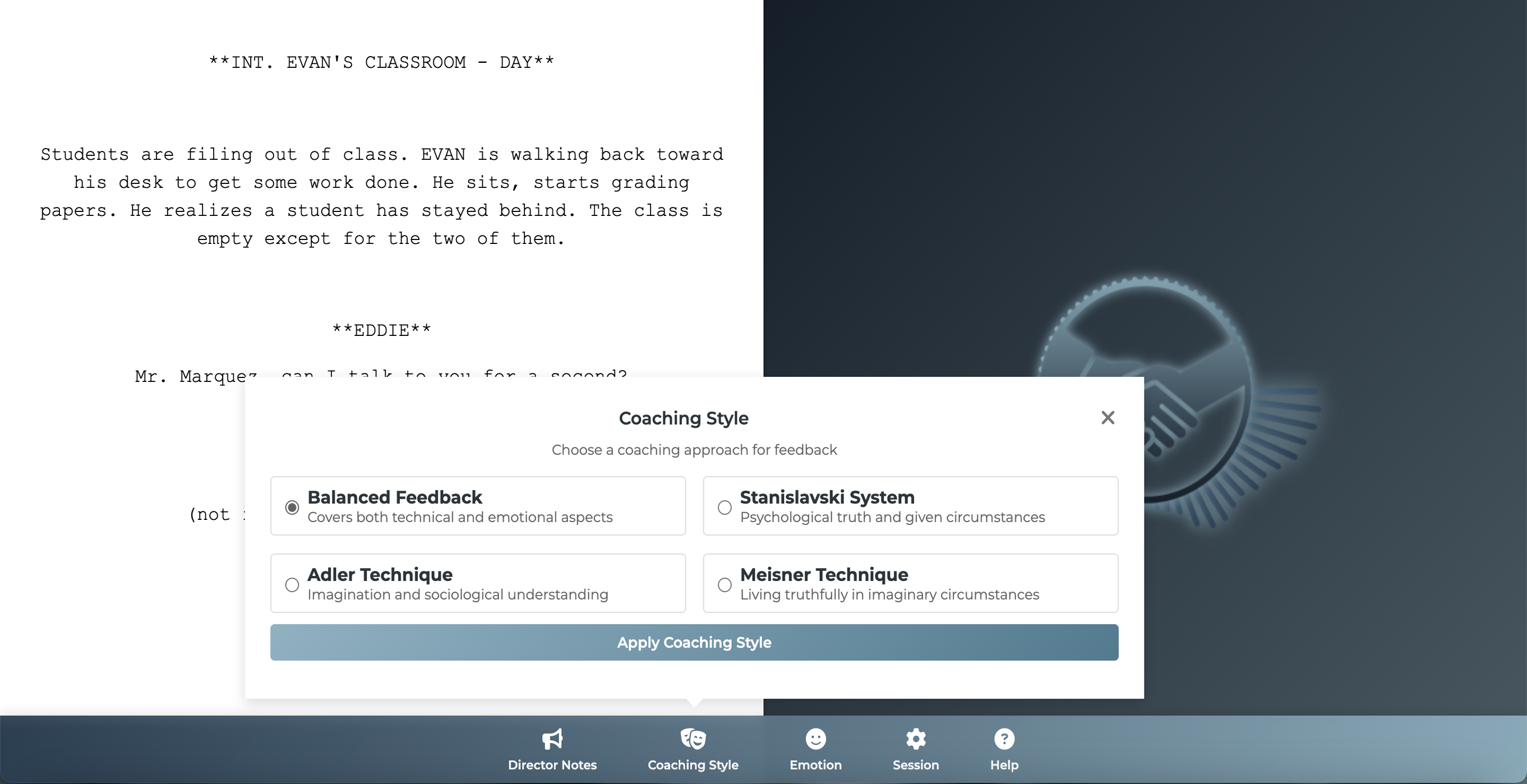Elite coaching interface